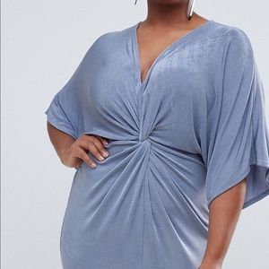 Misguided Plus Kimono Sleeve Twist Front Mid dress